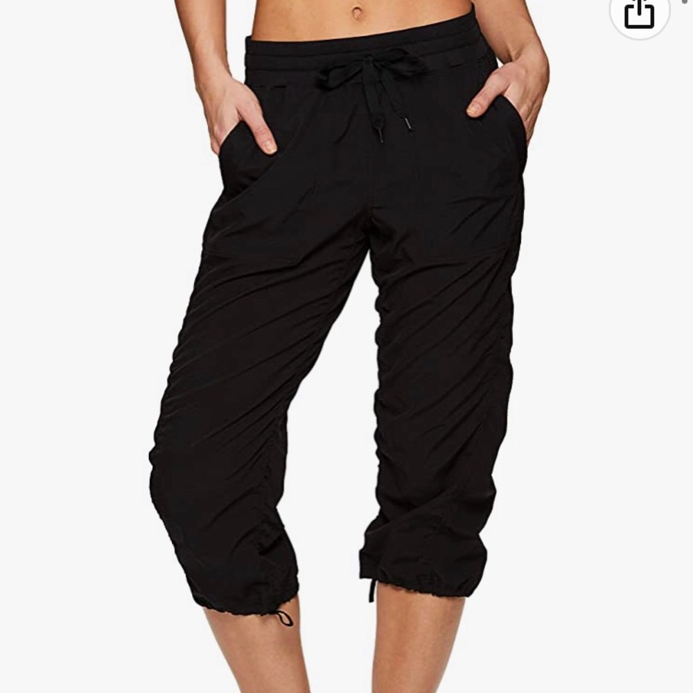 RBX Black Women’s Capri Sport Pants (w/ drawstring & adjustable calf stings)
